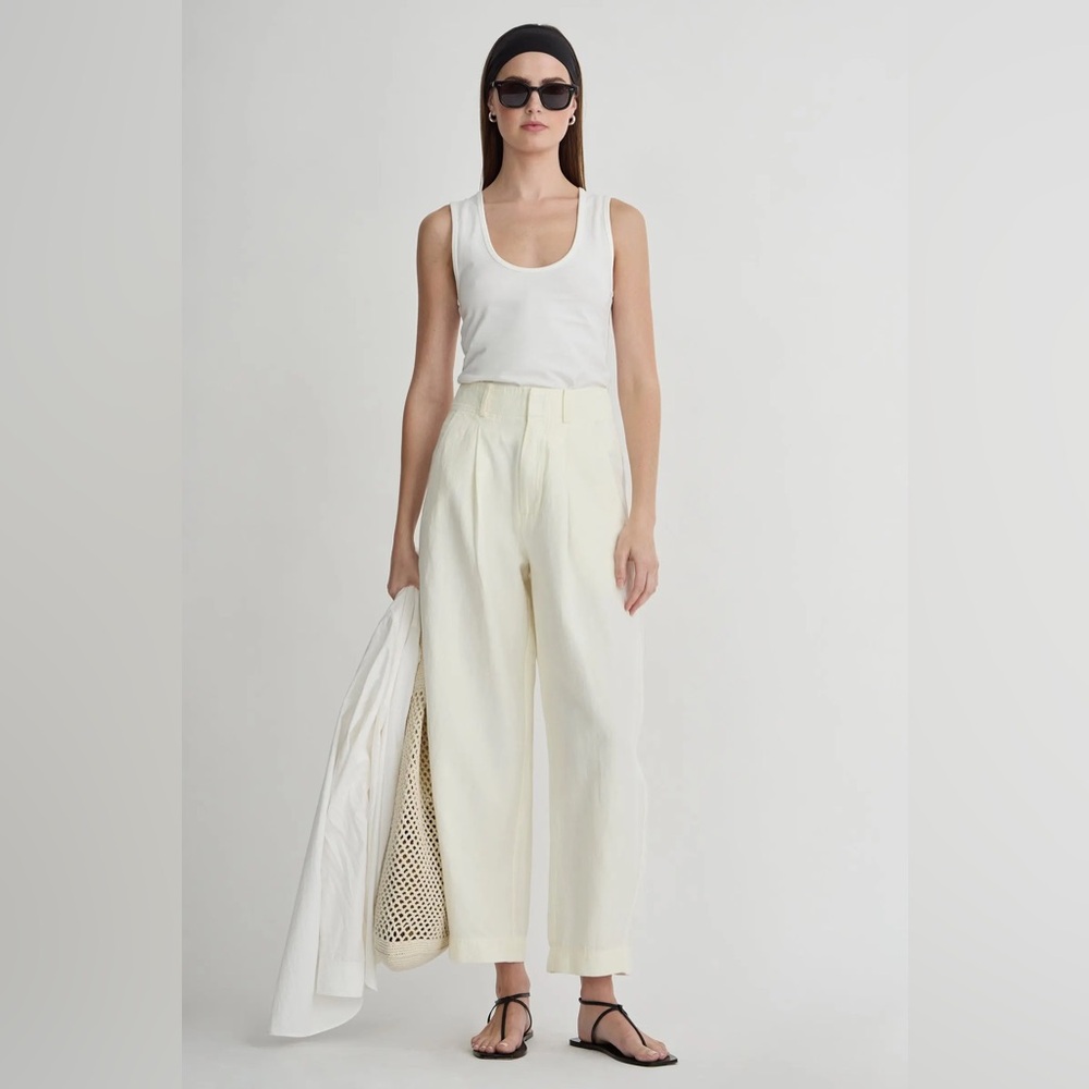 Apiece Apart Bari Crop Trouser in Cream, Size 0P